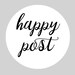 Happy Post Round Labels For Postage / Mail / Packaging - 37mm Diameter, 35 Labels Per Sheet - Script Design, A4 Sheets