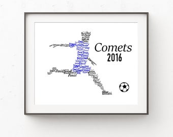 Soccer Player Gifts, Soccer Gifts, Soccer Print, Personalized Soccer, Soccer Team Gift, Team Gifts, Name Print, Wall Art, Wall Decor