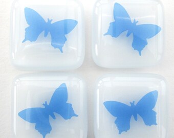 Blue butterflies fridge magnets, butterfly magnetic pin set, decorative refrigerator magnet, memo board magnet, home office supplies,