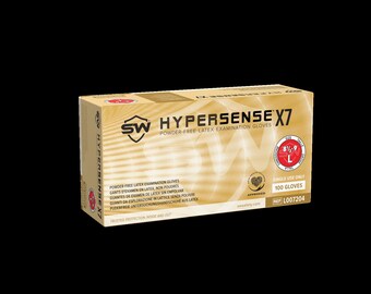 Hypersense® X7 Latex, Powder-Free, Non-Sterile, Disposable LATEX Exam Gloves | Convenient Dispenser Pack of 100