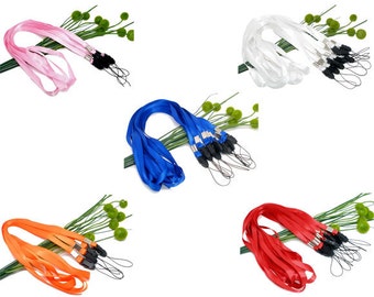 50 pcs. Assortment of ID Badge Holder Cell Phone Camera Mp3 Polyester Lanyards - 5 Colors - 1mm Thick - 48cm long (18 7/8 inches)