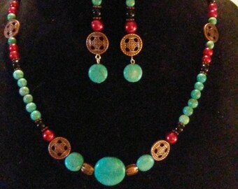 Turquoise ( magnesite) 2 pc set
