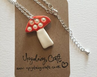 Ceramic Toadstool Necklace