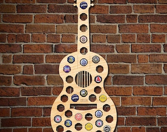Acoustic Guitar Beer Cap Map - Unique Beer Gifts for Men - Bottle Cap Holder Creates Beer Art for Music Lover! - Great Idea for Musicians