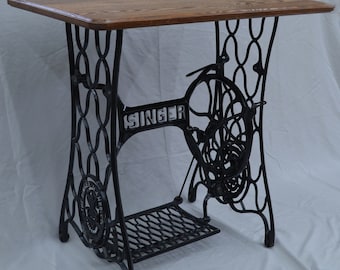 Vintage Singer Sewing Machine Treadle Table with Oak Hardwood Top -- Custom Options Available