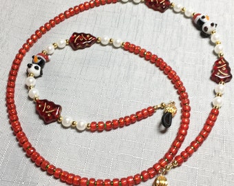 Handmade Beaded Christmas Tree Peguin Reading Sunglass Eyeglass Chain Holder #67