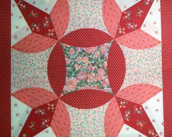 Panneau Carré Coton Imprimé Patchwork Vintage 55 cm x 45 cm