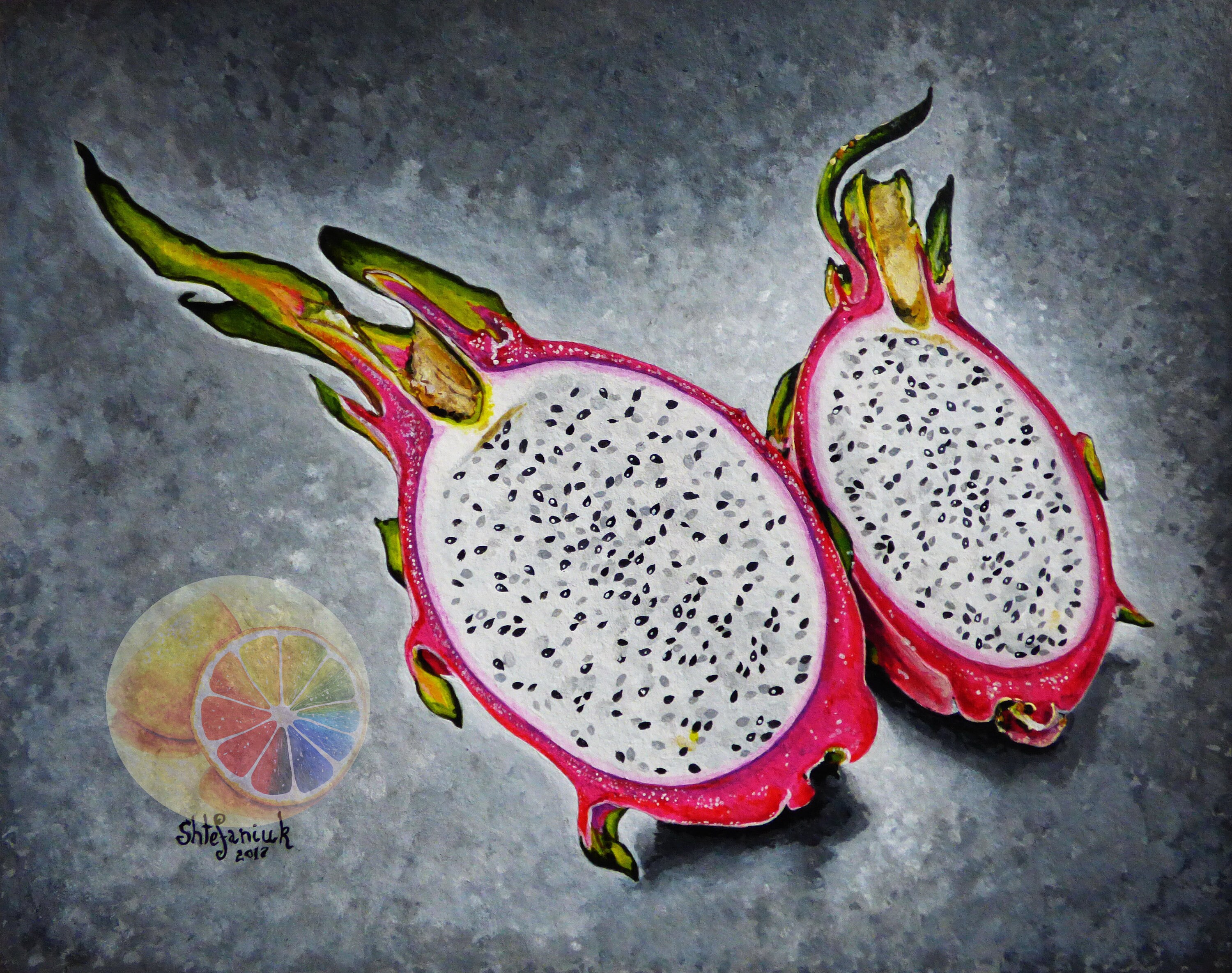 Dragon Fruit Painting Exotic Fruit 8x10 original