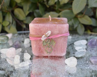Enchanted Flame Candle, Sparkling Candle, Large Candle, Red Candle, Candle Magic, Fairy Candle, Fairy Magic, Pillar Candle, Floral Candle
