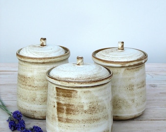 Ceramic Jar With Lid, Ceramic Jar, Ceramic Salt Cellar, Sugar Jar, Rustic Jar, White Jar, White Jar, Ceramic Lidded Jar, Lidded Jar