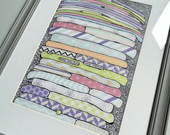 Princess and the Pea illustration print - Nursery decor