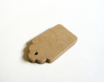 30 Medium Kraft Tags, Gift Tags, Party Favor Tags, Scalloped