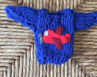 Airplane Ornament, Custom Ornament in the shape of a Mini Sweater for the Plane Lover, Pilot Gift, Airplane lover, Flying, Flight Attendant
