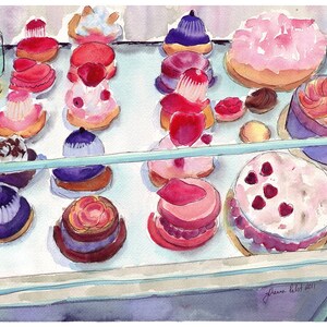 Laduree Watercolor Painting - French Pastry Case Art, Watercolor Art Print, 11x14 Wall Art
