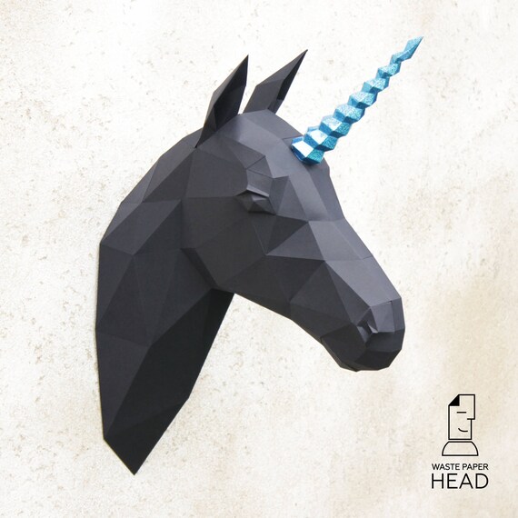 04 paper unicorn head printable digital template