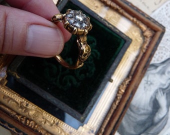 Antique Georgian Victorian Ladies Memento Mori Cluster Gold Skull Ring, A Talisman for the Alchemist, offered by RusticGypsyCreations