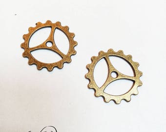 Bronze Steampunk gear COG charm color