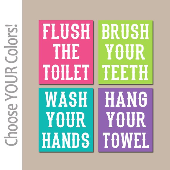 Kid BATHROOM Rules Wall Art CANVAS or Prints Boy Girl