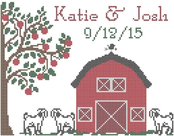 Farm Cross Stitch Pattern Red Barn Cross Stitch Pattern