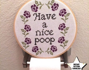 Have a nice poop embroidery hoop art funny crass bathroom Have a nice poop embroidery hoop art funny crass bathroom