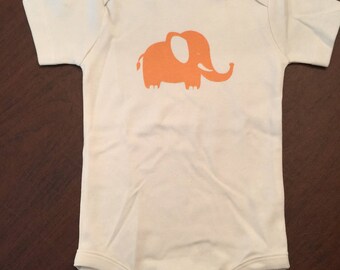 Elephant Organic Cotton Baby Clothes Custom Screen Printed Onesie 12-18mo