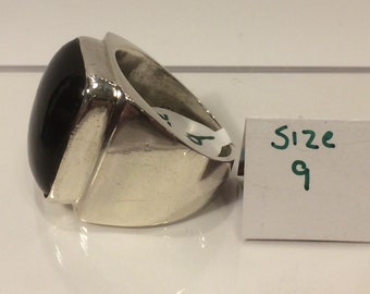 Black onyx and sterling silver ring