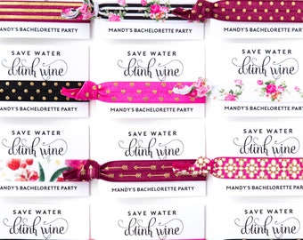WINE TOUR Hair Tie Favors | Birthday + Bachelorette Hair Tie Favors, Wine Tour Favors, 21st + 30th Birthday Adult Party Favors Wine Tasting