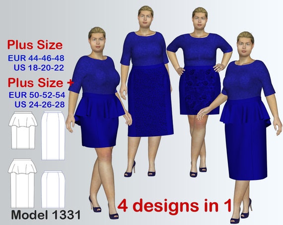 Plus size Skirt pattern pdf / Women's sizes 18-28