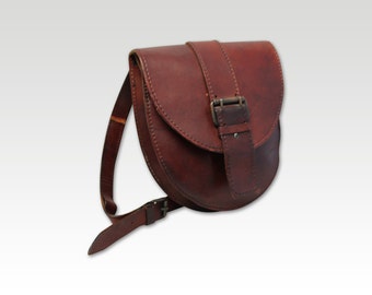 Vintage Brown Leather Saddle Bag, Messenger, Cross Body Bag