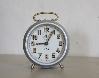 Antique French Jaz Alarm Clock Large Metal Loft Decor 1920s. The Clock Depicted on Jaz Signs