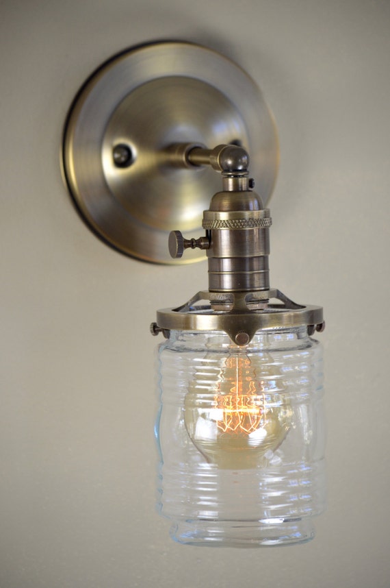 Wall sconce with Clear Jelly Jar Shade