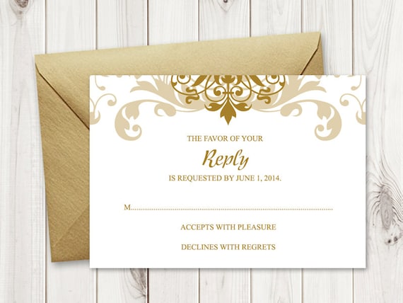 Wedding RSVP Card Template Elegant Ironwork with