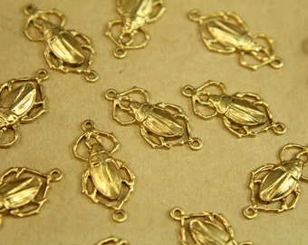 5 pc. Medium Raw Brass Scarab Beetle Connectors: 22mm by 11mm - made in USA | RB-382