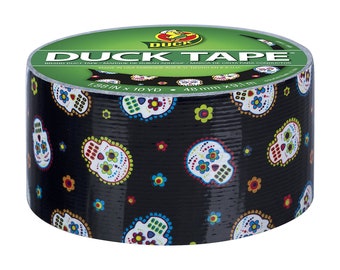 Sugar Skull Printed Duct Washi Tape, 1.88" (48mm) x 10Y (9M) Decorations, Gift Wrapping, Planners, Scrapbooking, Card Making