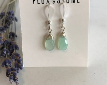 Green Chrysoprase Facet Earrings//Italian Sterling Silver