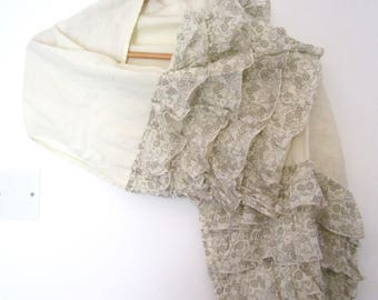 Bohemian shawl ivory linen
