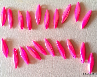 10 x Dark Pink, Fuchsia Pink Acrylic Beads 19mm x 4mm