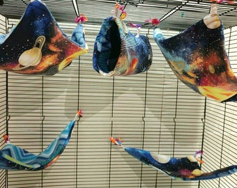 Rat hammock 5 piece set - rat bed, rat cage set, pet hammock, rat accessories, pet rat, small pet bed, fleece hammock, cheap rat hammock