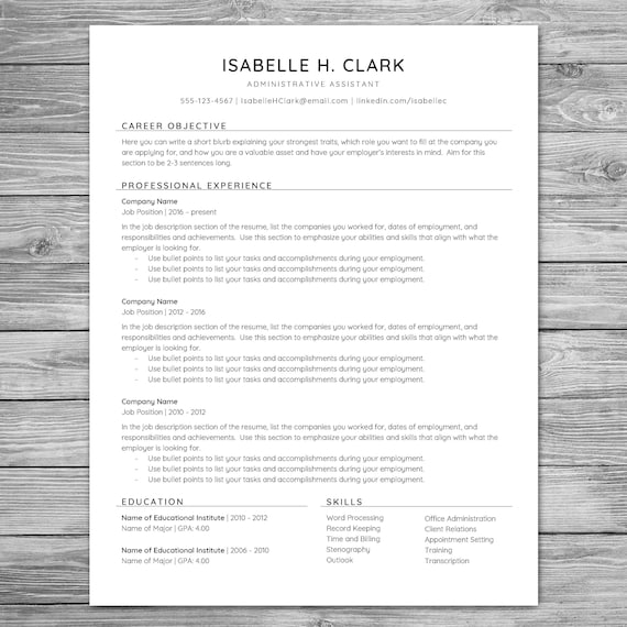 professional minimalist resume template cv template