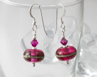 Fuchsia Lampwork Earrings