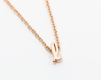 Personalized Necklace Rose Gold Script Initial Letter