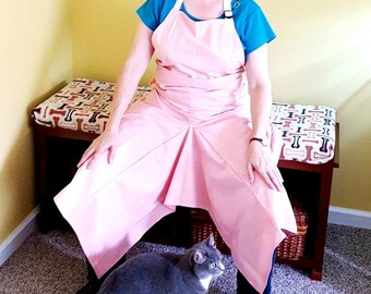 Pottery Apron Split Leg Panel Salmon Pastel