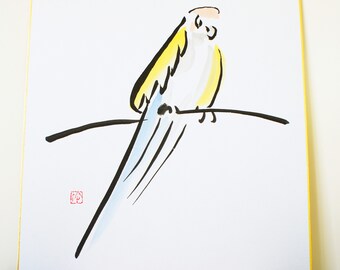 Sumie, Japanese calligraphy / Parrot