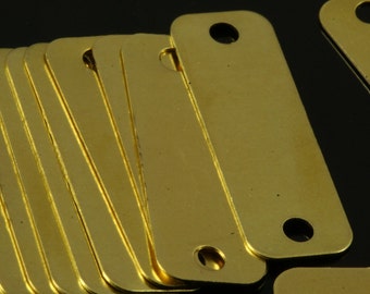 40 pcs Raw Brass 10x30 mm rectangle tag 2 hole connector Charms ,Findings 716R-38