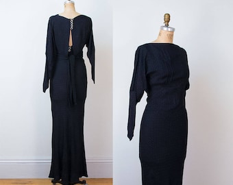 1930s Dress / 30s Black Evening Gown