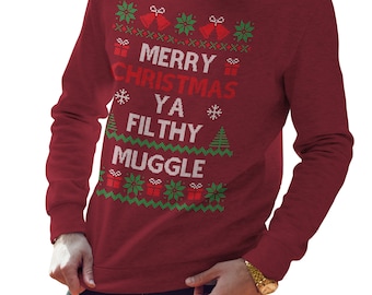 Merry Christmas Ya Filthy Muggle Sweatshirt, Harry Potter, Gift, Funny Christmas Sweatshirt, Christmas Jumper, Gift for her, CH53