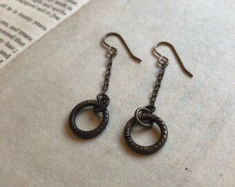 Filigree drop hoop earrings