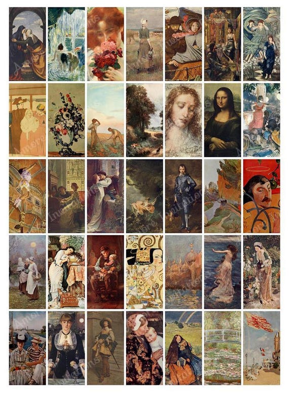 Printable Vintage Fine Art Famous Paintings Digital Collage