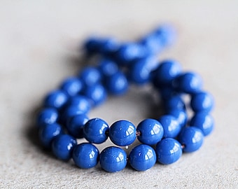 6mm Blue Czech Glass Druk Beads, Glass Round Beads (50pcs) NEW 1.2.7