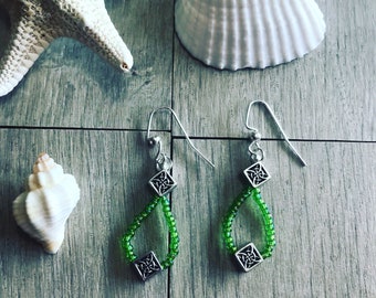 Green Celtic earrings